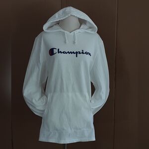 CHAMPION Unisex White Long Sleeve Hoodie Sz M